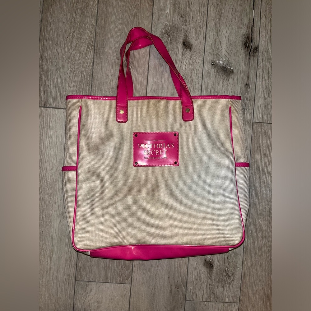 RARE Victoria's Secret Canvas Tote Bag in Hot Pink